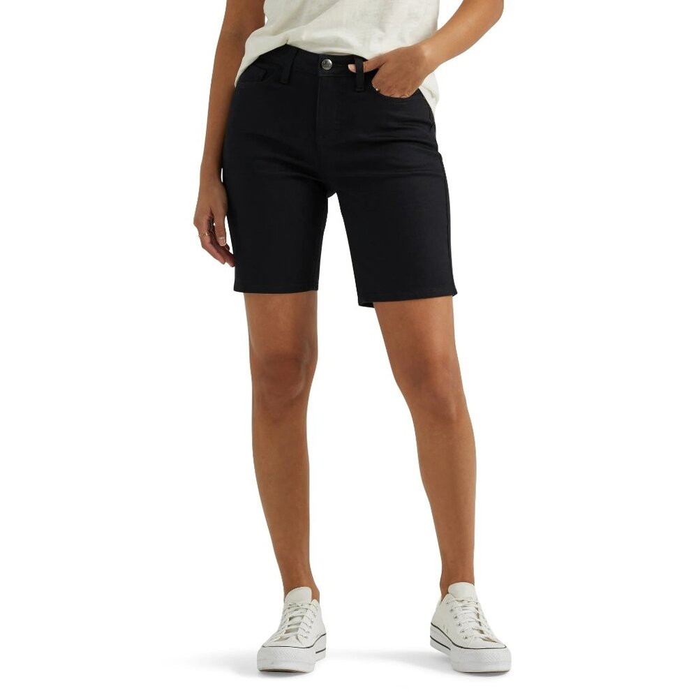 New Women's Lee Black Mid Rise Cuffed Bermuda Shorts Size 6